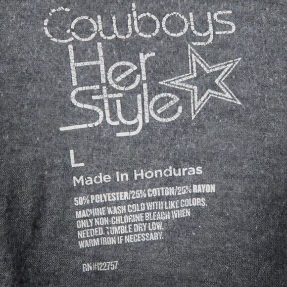 COWBOYS HER STYLE GREY #21 ELLIOTT ROUND NECK SHORT SLEEVE CROP TOP SIZE L - Picture 2 of 6